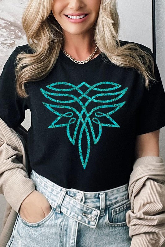 Turquoise Boot Stitch Graphic T Shirts