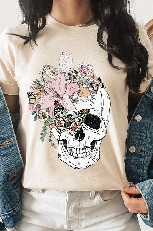 Floral Skull Graphic Tee