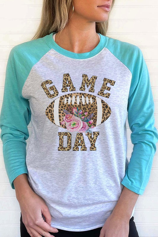 Football Leopard Floral Game Day Raglan