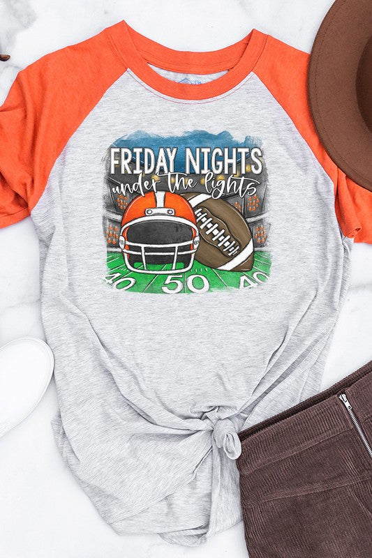 Game Day Orange Helmet Friday Nights Raglan