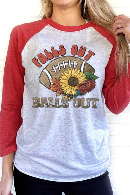 Football Falls Out Balls Out Sunflower Raglan