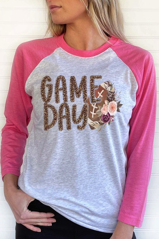 Football Game Day Floral Graphic Raglan