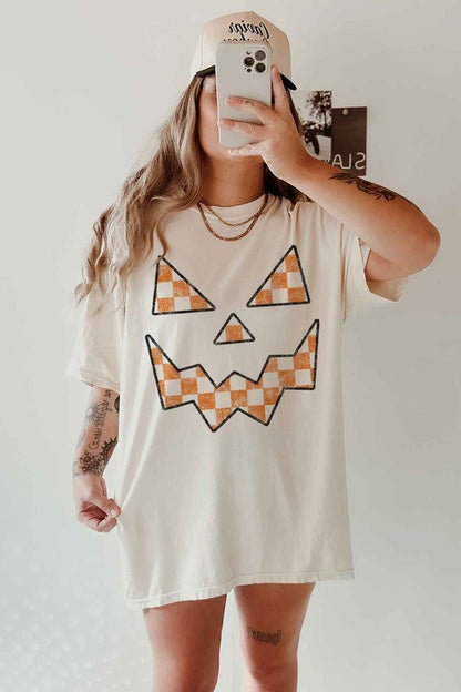 HALLOWEEN CHECKER JACK OVERSIZED GRAPHIC TEE