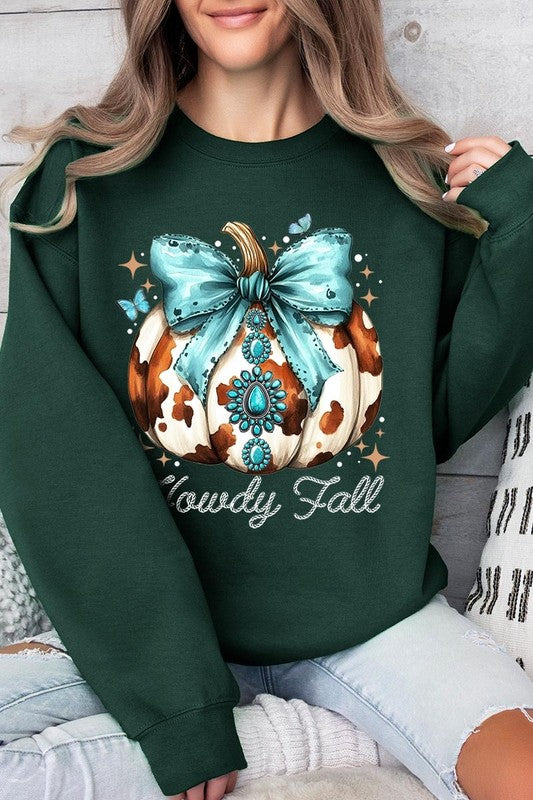 Howdy Fall Western Pumpkin Fleece Sweatshirts