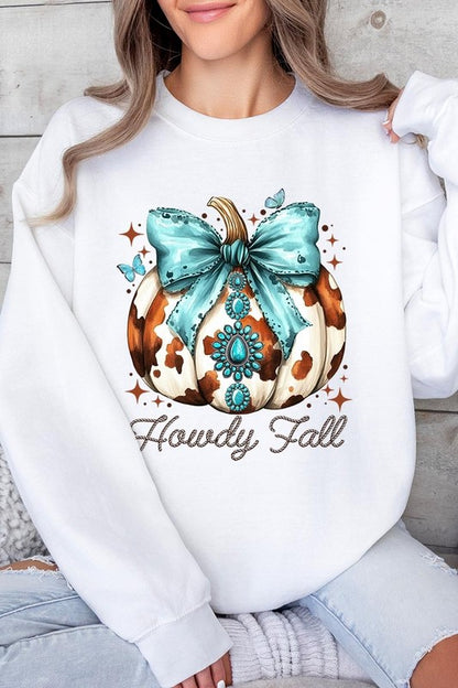 Howdy Fall Western Pumpkin Fleece Sweatshirts