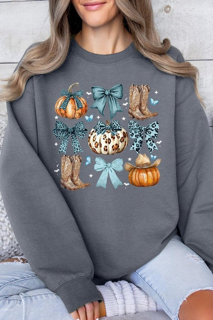 Turquoise Bow Western Fall Fleece Sweatshirts