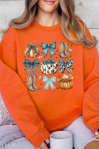 Turquoise Bow Western Fall Fleece Sweatshirts