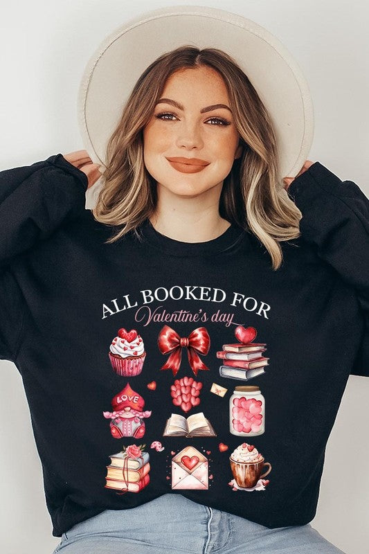 All Booked for Valentines Graphic Sweatshirt