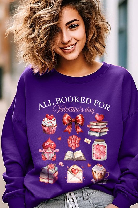 All Booked for Valentines Graphic Sweatshirt