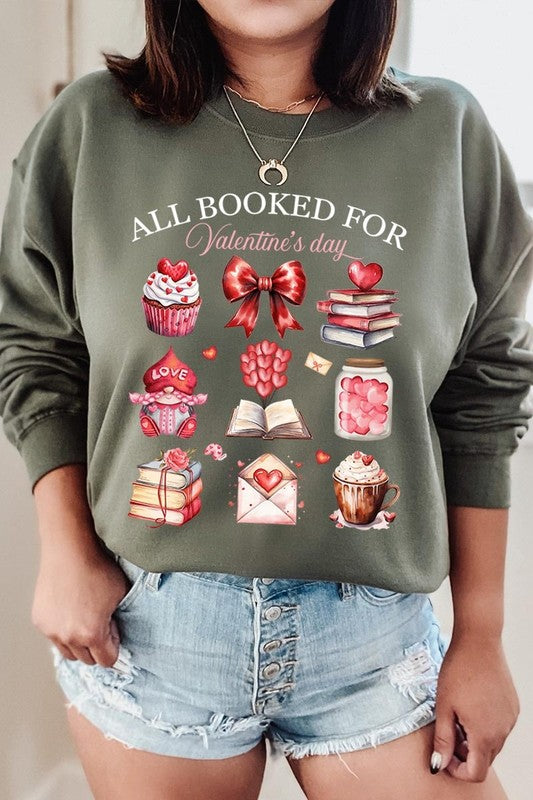 All Booked for Valentines Graphic Sweatshirt