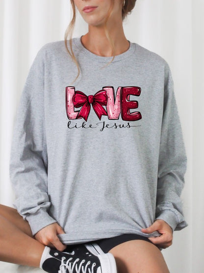 Red Love Like Jesus Graphic Sweatshirt PLUS {Ships in 3-5 Days}