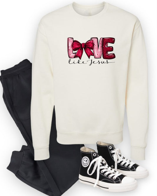 Red Love Like Jesus Graphic Sweatshirt {Ships in 3-5 Days}