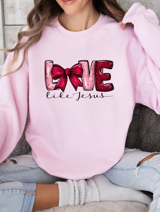 Red Love Like Jesus Graphic Sweatshirt PLUS {Ships in 3-5 Days}