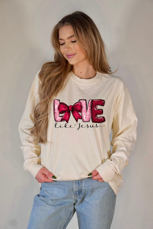 Red Love Like Jesus Long Sleeve Tee {Ships in 3-5 Days}