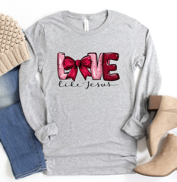 Red Love Like Jesus Long Sleeve Tee PLUS {Ships in 3-5 Days}