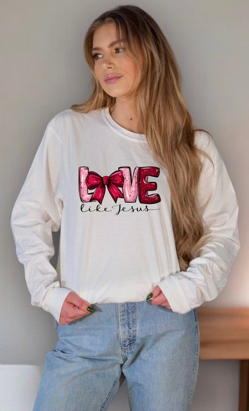 Red Love Like Jesus Long Sleeve Tee {Ships in 3-5 Days}