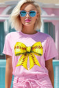 Retro Softball Bow Graphic Tee