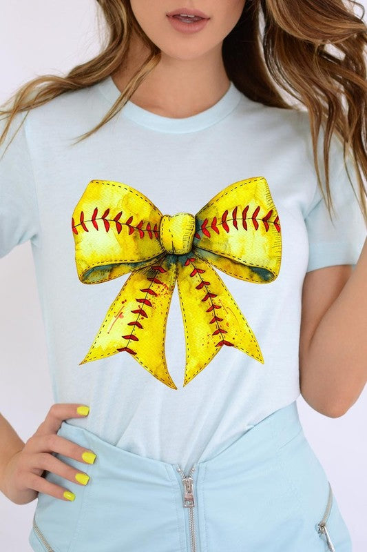 Retro Softball Bow Graphic Tee