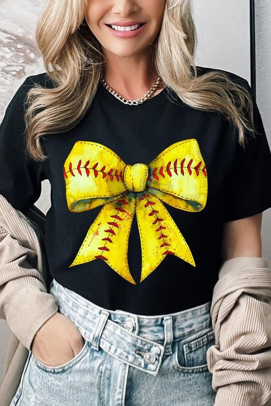 Retro Softball Bow Graphic Tee