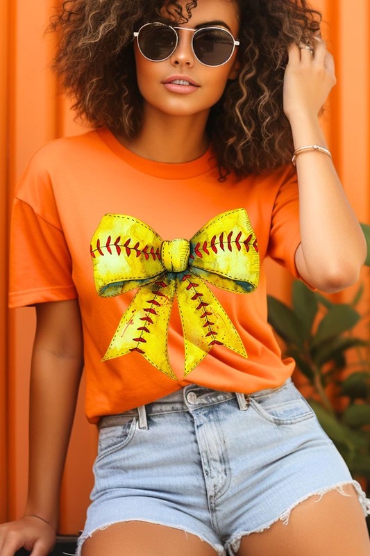 Retro Softball Bow Graphic Tee