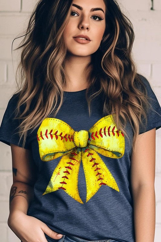 Retro Softball Bow Graphic Tee