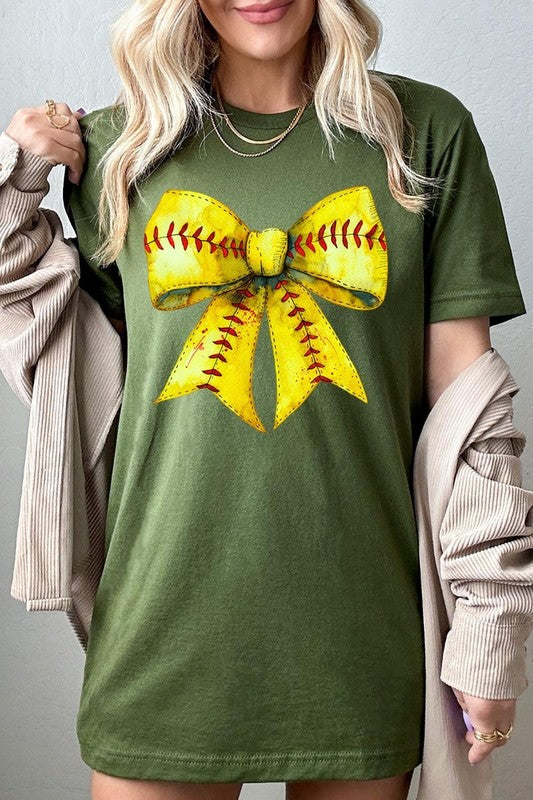 Retro Softball Bow Graphic Tee