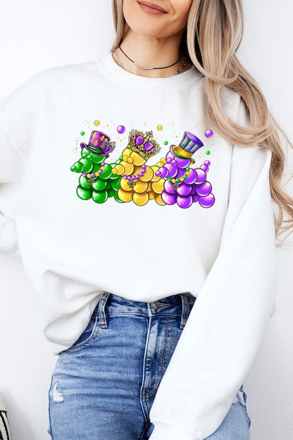 Mardi Gras Bead Dog Graphic Sweatshirt