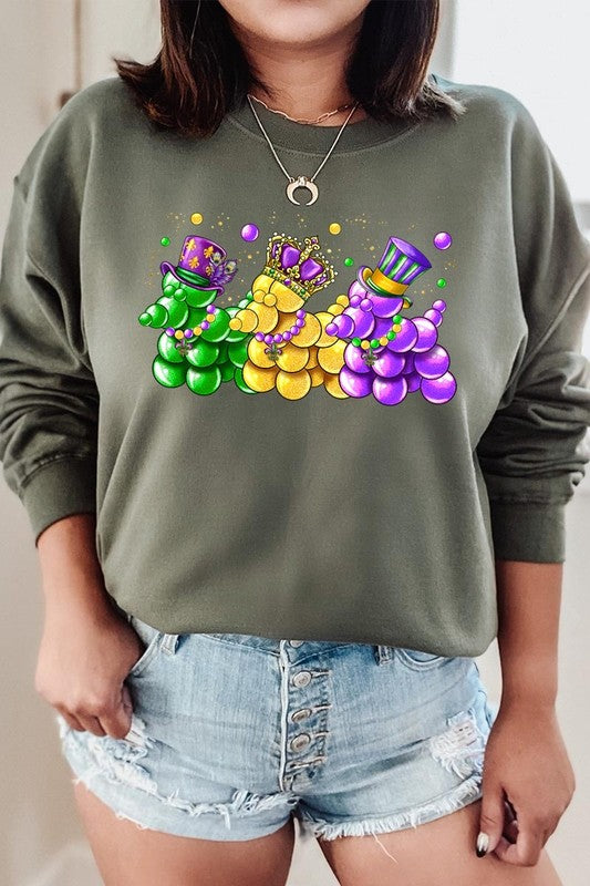 Mardi Gras Bead Dog Graphic Sweatshirt