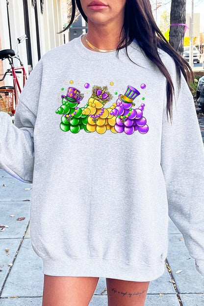 Mardi Gras Bead Dog Graphic Sweatshirt