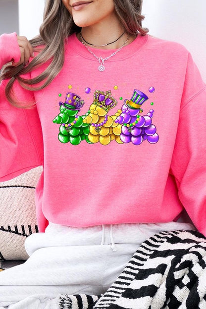 Mardi Gras Bead Dog Graphic Sweatshirt