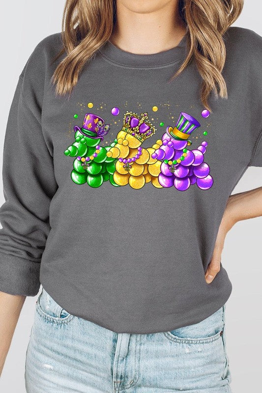 Mardi Gras Bead Dog Graphic Sweatshirt