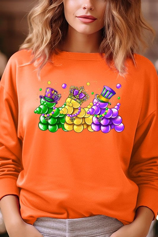 Mardi Gras Bead Dog Graphic Sweatshirt