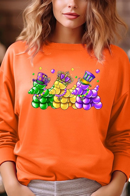 Mardi Gras Bead Dog Graphic Sweatshirt