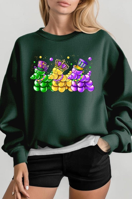 Mardi Gras Bead Dog Graphic Sweatshirt