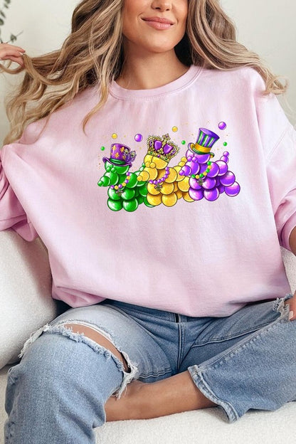 Mardi Gras Bead Dog Graphic Sweatshirt