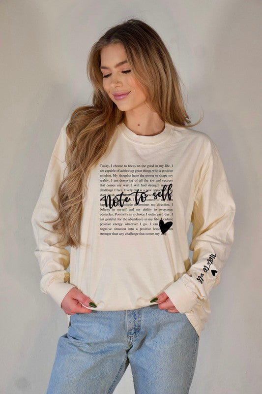 Note to Self Long Sleeve Tee {Ships in 3-5 Business Days}