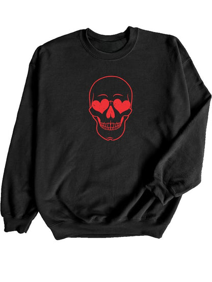 Skeleton Heart Eyes Crew Neck Graphic Sweatshirt