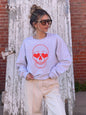 Skeleton Heart Eyes Crew Neck Graphic Sweatshirt