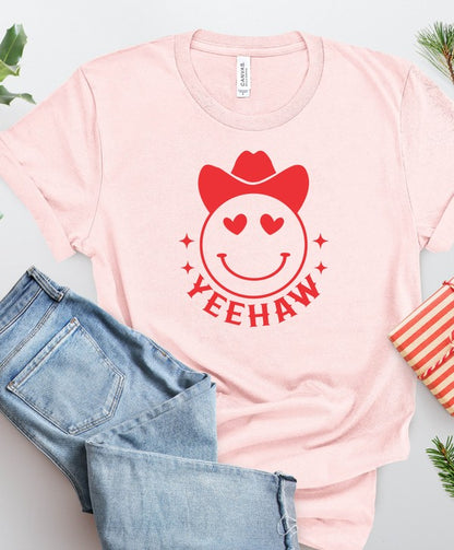 Yeehaw Smiley Heart Valentine Graphic Tee