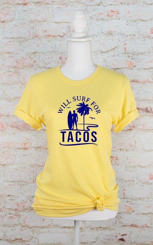 Will Surf for Tacos Bella Canvas Graphic Tee