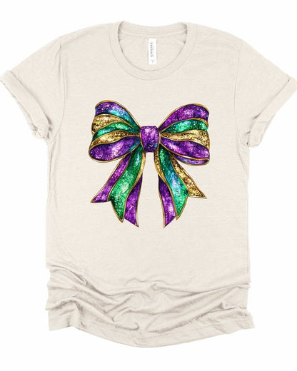 Mardi Gras Bow Graphic Short Sleeve Tee