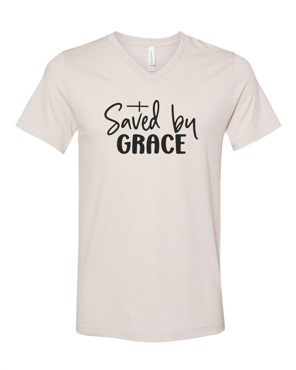 Saved By Grace V-Neck Graphic Tee {Ships in 3-5 Business Days}