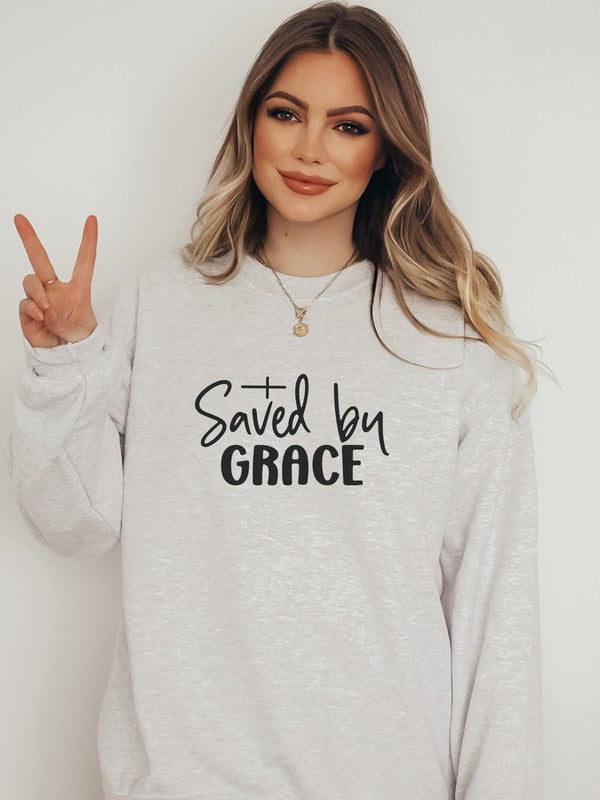 Saved by Grace Graphic Sweatshirt {Ships in 3-5 Business Days}