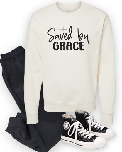 Saved by Grace Graphic Sweatshirt {Ships in 3-5 Business Days}