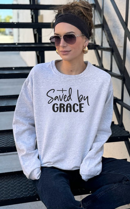 Saved by Grace Graphic Sweatshirt {Ships in 3-5 Business Days}