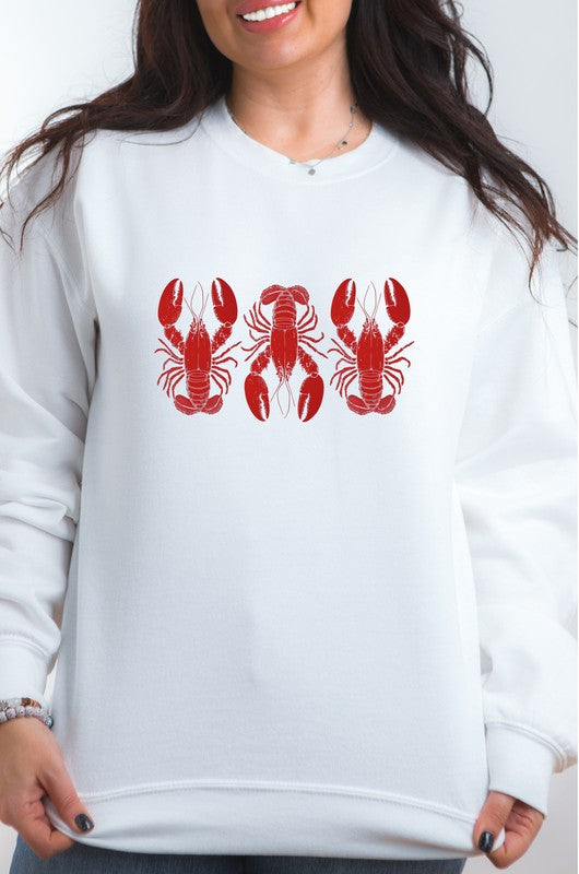 Three Red Lobster Graphic Crewneck Sweatshirt