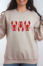 Three Red Lobster Graphic Crewneck Sweatshirt