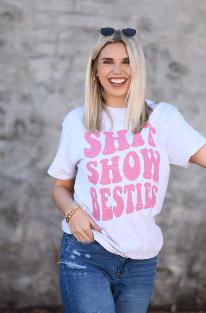 Shit Show Besties Tee White