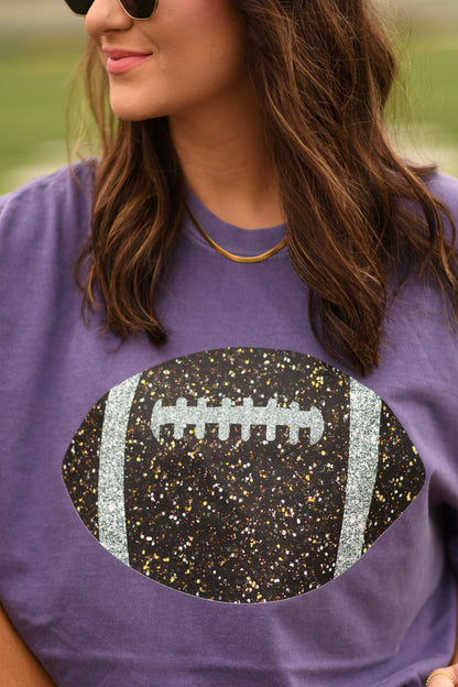 Grape Faux Glitter Football Tee