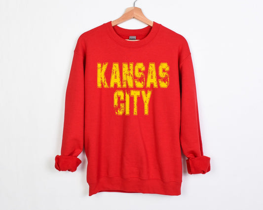 *DTF* Kansas City Yellow Red Sweatshirt {Ships in 7-14 Bus. Days}